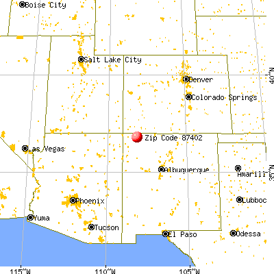 Farmington, NM (87402) map from a distance