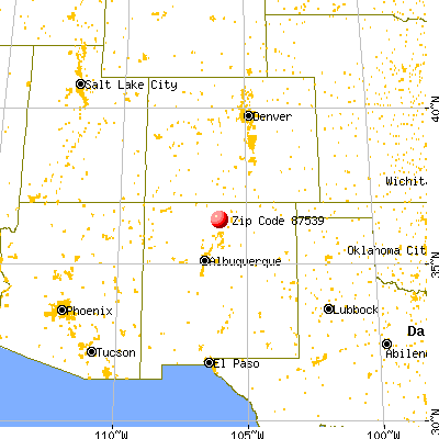La Madera, NM (87539) map from a distance
