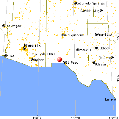 Las Cruces, NM (88033) map from a distance