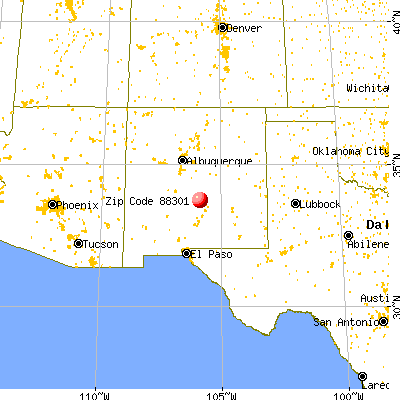 Carrizozo, NM (88301) map from a distance