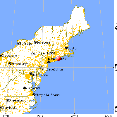 Shelter Island, NY (11964) map from a distance