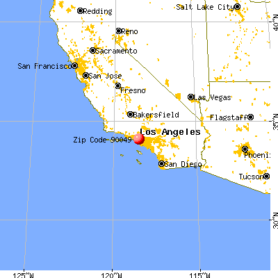 Los Angeles, CA (90049) map from a distance