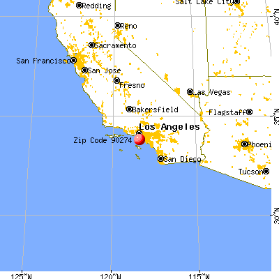 Palos Verdes Estates, CA (90274) map from a distance