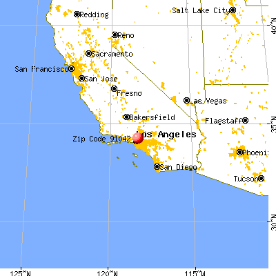 Los Angeles, CA (91042) map from a distance