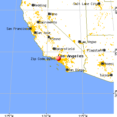 Burbank, CA (91505) map from a distance