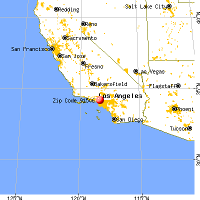 Burbank, CA (91506) map from a distance