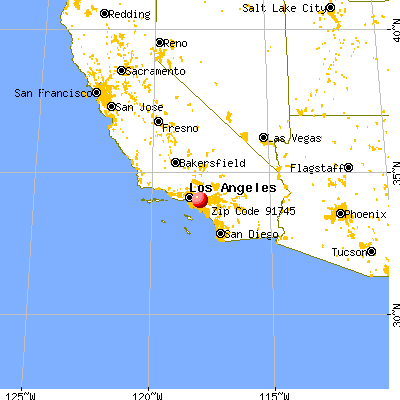 Hacienda Heights, CA (91745) map from a distance