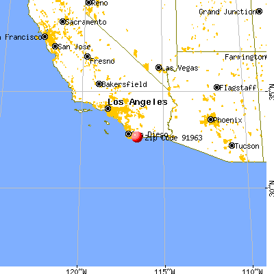 Potrero, CA (91963) map from a distance