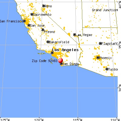 Vista, CA (92083) map from a distance