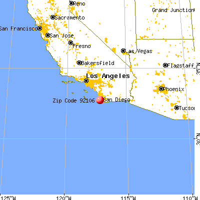 San Diego, CA (92106) map from a distance