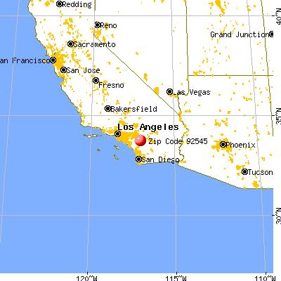 Hemet, CA (92545) map from a distance