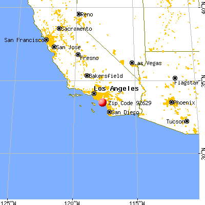 Dana Point, CA (92629) map from a distance