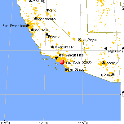 Lake Forest, CA (92630) map from a distance