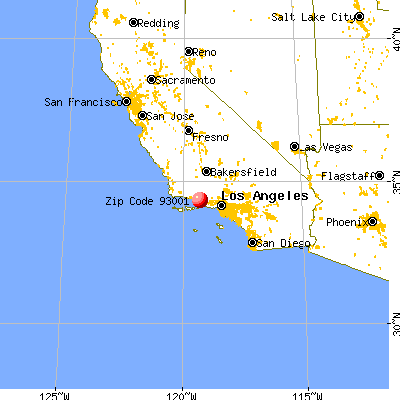 San Buenaventura (Ventura), CA (93001) map from a distance