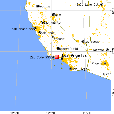 San Buenaventura (Ventura), CA (93004) map from a distance
