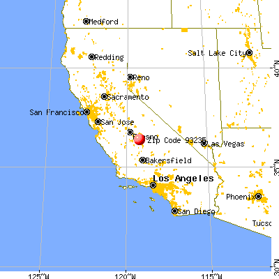 Ivanhoe, CA (93235) map from a distance