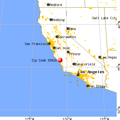 Oak Shores, CA (93426) map from a distance