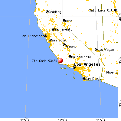 Santa Maria, CA (93454) map from a distance