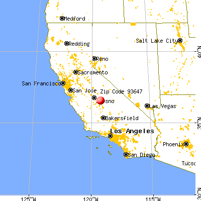 East Orosi, CA (93647) map from a distance