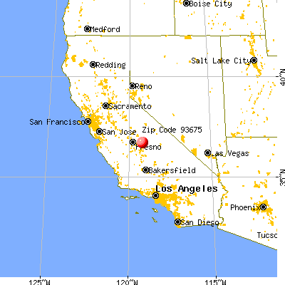 Squaw Valley, CA (93675) map from a distance