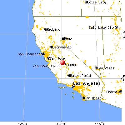 Fresno, CA (93722) map from a distance