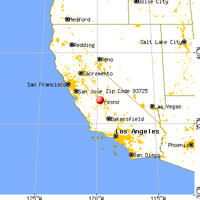 Fresno, CA (93725) map from a distance