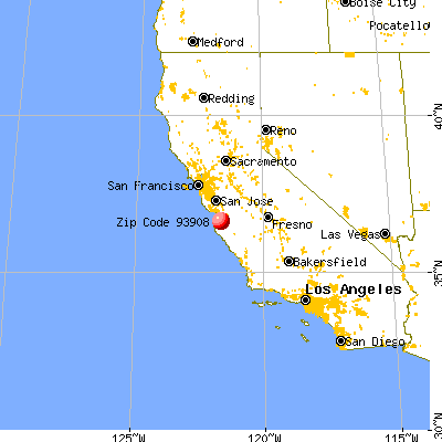 Prunedale, CA (93908) map from a distance