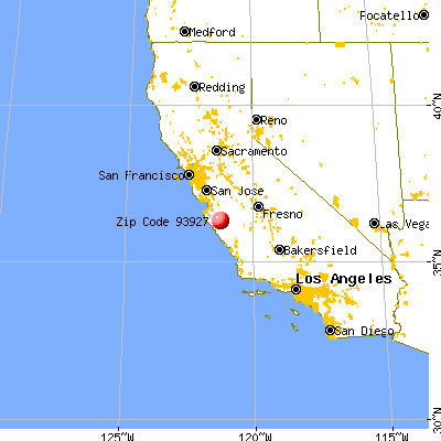 Greenfield, CA (93927) map from a distance