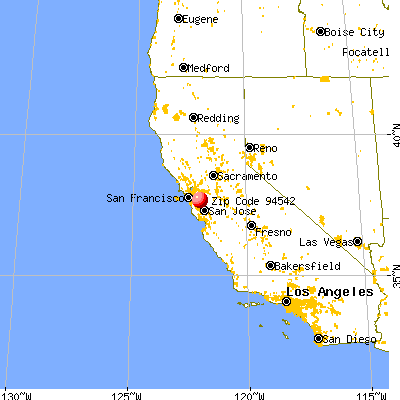 Hayward, CA (94542) map from a distance