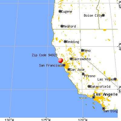 Bodega Bay, CA (94923) map from a distance