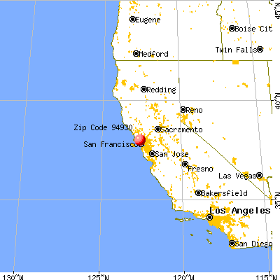 Fairfax, CA (94930) map from a distance
