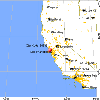 Lagunitas-Forest Knolls, CA (94938) map from a distance