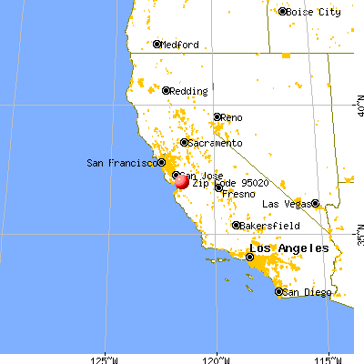 Gilroy, CA (95020) map from a distance