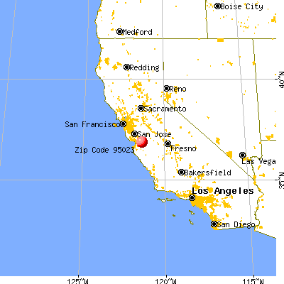 Hollister, CA (95023) map from a distance