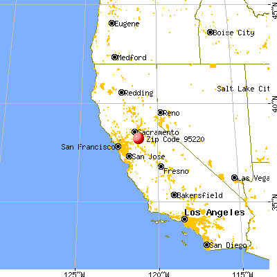 Dogtown, CA (95220) map from a distance