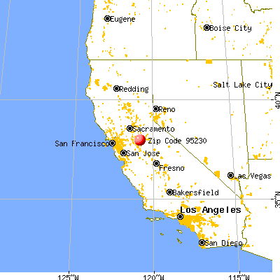 Farmington, CA (95230) map from a distance