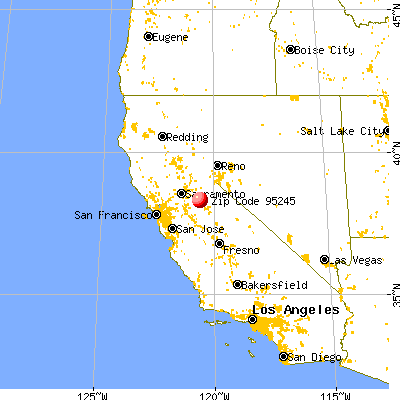 Mountain Ranch, CA (95245) map from a distance