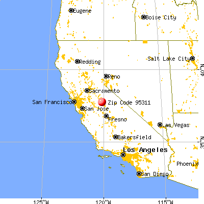 Greeley Hill, CA (95311) map from a distance