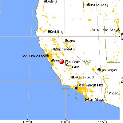 El Nido, CA (95317) map from a distance