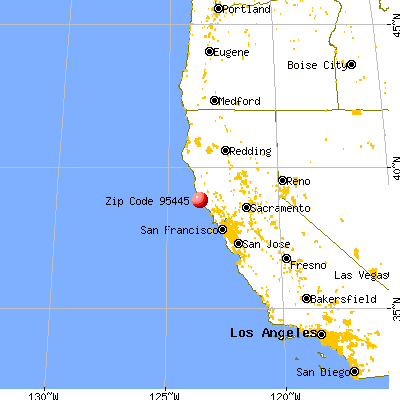 Anchor Bay, CA (95445) map from a distance
