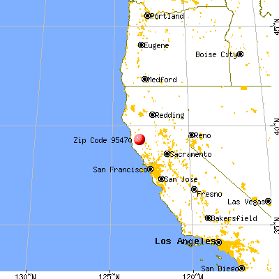 Redwood Valley, CA (95470) map from a distance