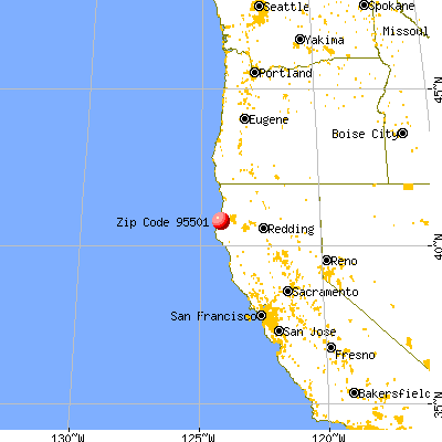 Eureka, CA (95501) map from a distance