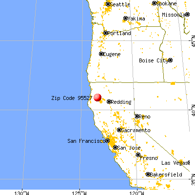 Burnt Ranch, CA (95527) map from a distance