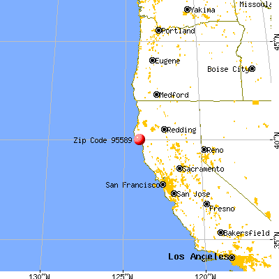 Shelter Cove, CA (95589) map from a distance