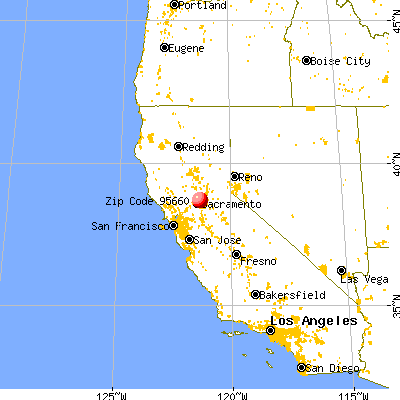 North Highlands, CA (95660) map from a distance