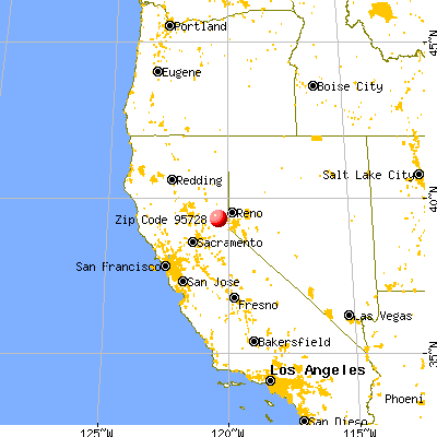 Soda Springs, CA (95728) map from a distance