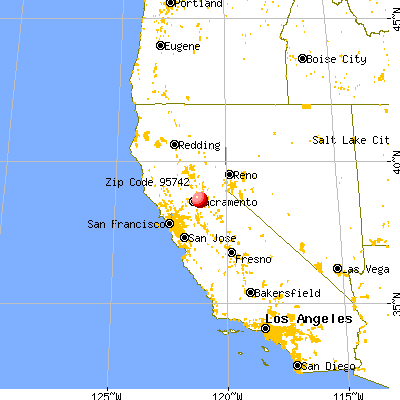 Rancho Cordova, CA (95742) map from a distance