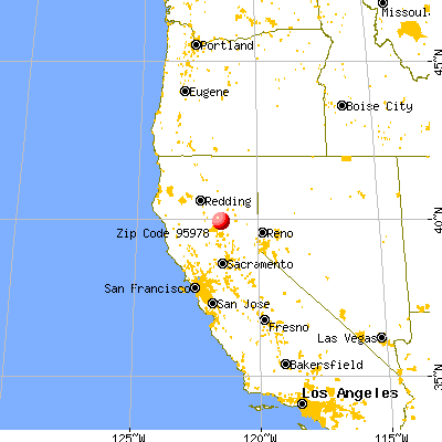 Stirling City, CA (95978) map from a distance