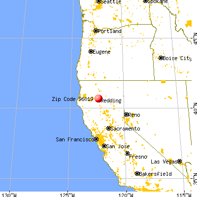 Shasta Lake, CA (96019) map from a distance