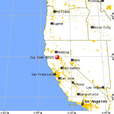 Rancho Tehama Reserve, CA (96021) map from a distance